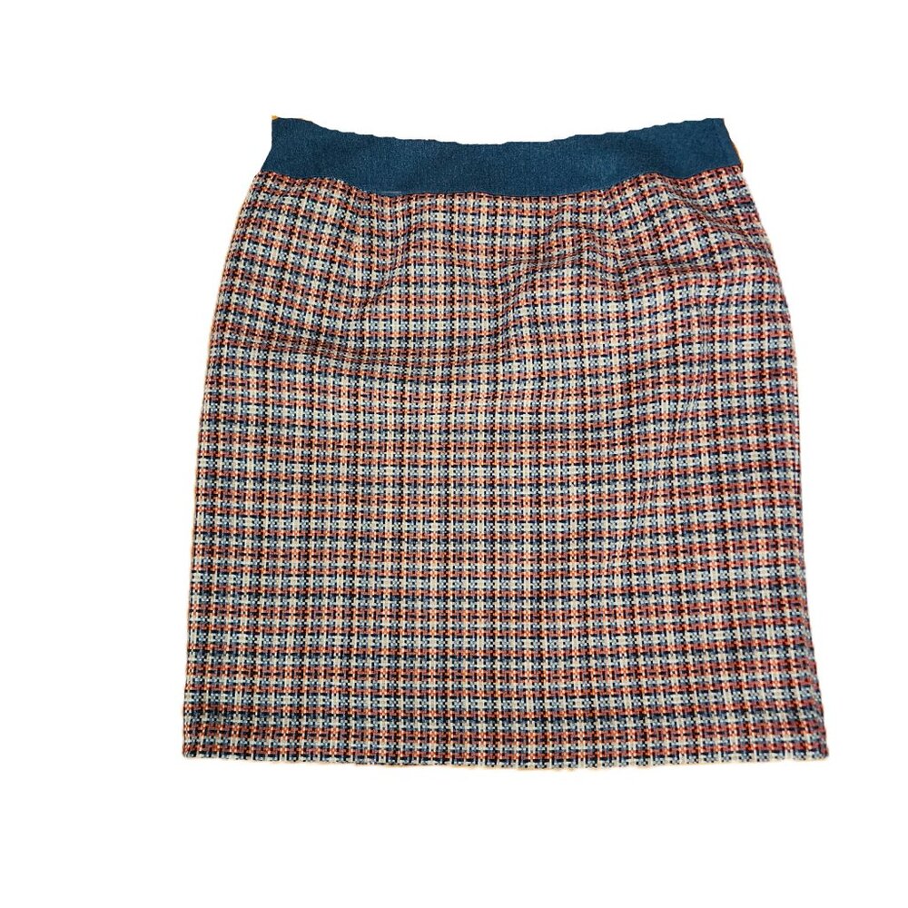 Steilmann orange & gray plaid wool blend skirt - Picture 2 of 8